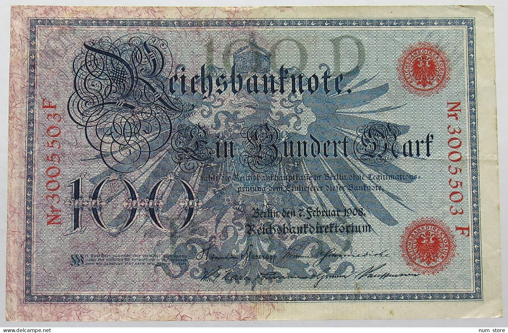 GERMANY 100 MARK 1908 #alb067 0077 - 100 Mark