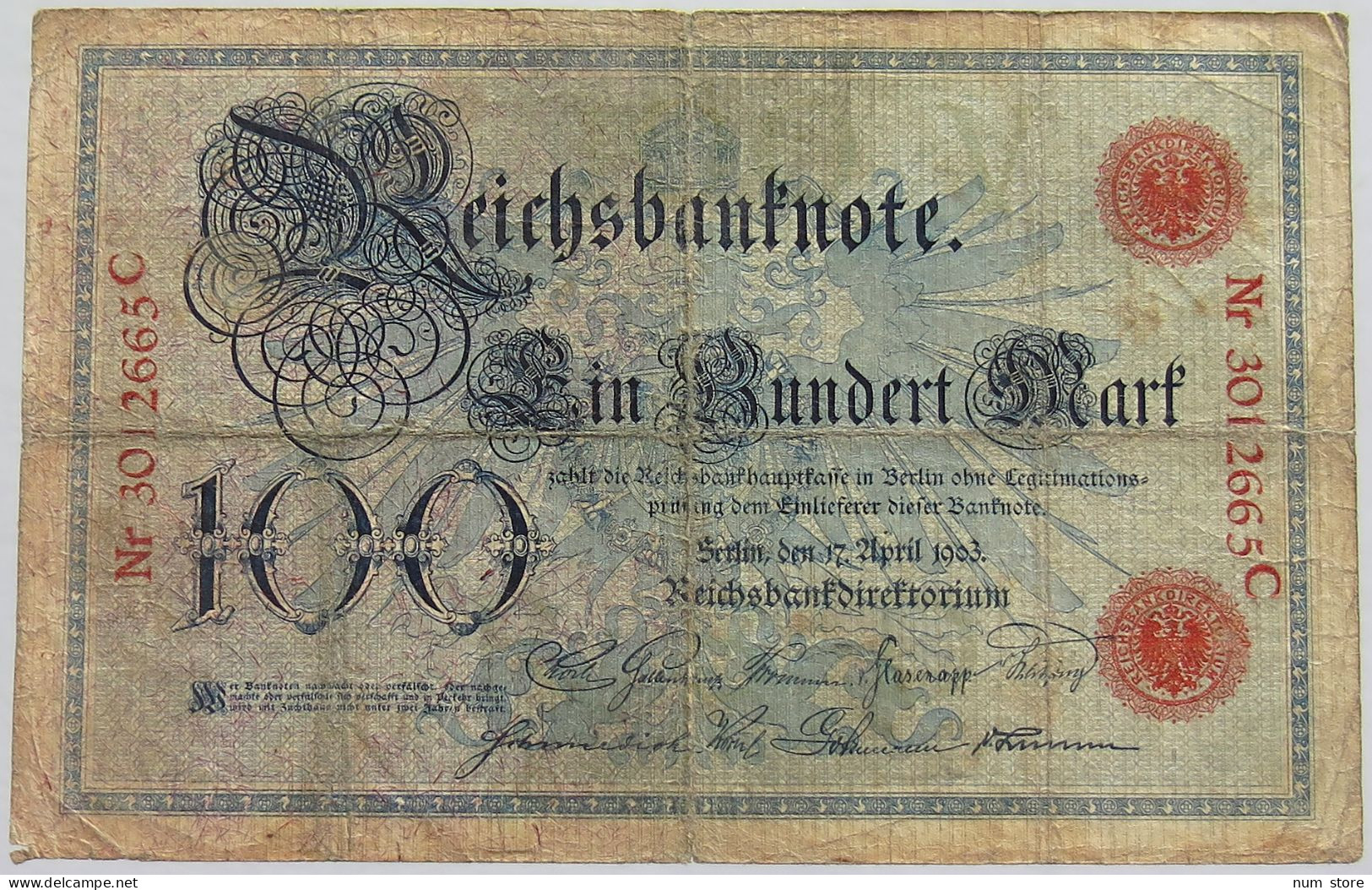 GERMANY 100 MARK 1903 #alb010 0093 - 100 Mark