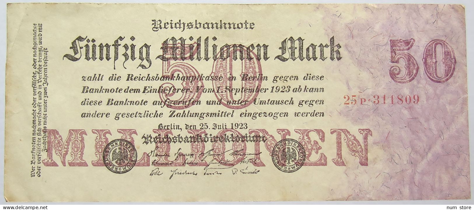 GERMANY 50 MILLIONEN MARK 1923 #alb067 0373 - 50 Millionen Mark