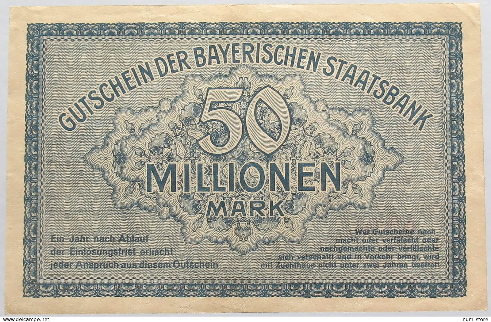 GERMANY 50 MILLIONEN MARK 1923 BAYERN #alb008 0109 - 50 Millionen Mark