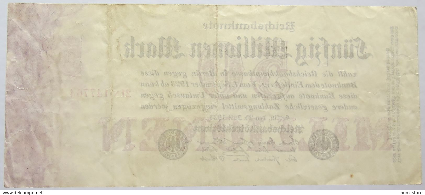 GERMANY 50 MILLIONEN MARK 1923 #alb067 0371 - 50 Millionen Mark