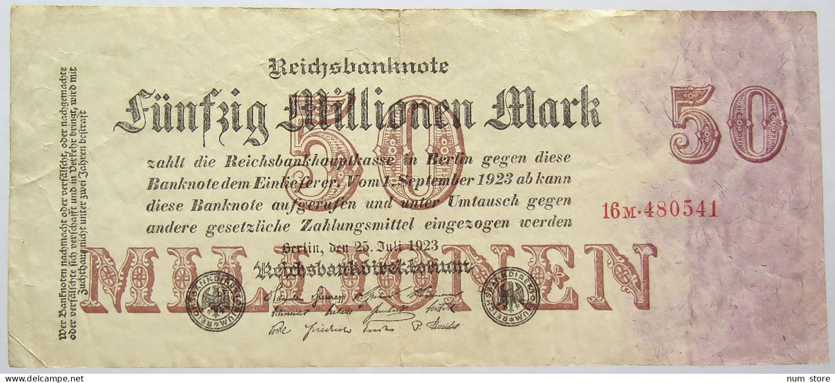 GERMANY 50 MILLIONEN MARK 1923 #alb067 0369 - 50 Mio. Mark