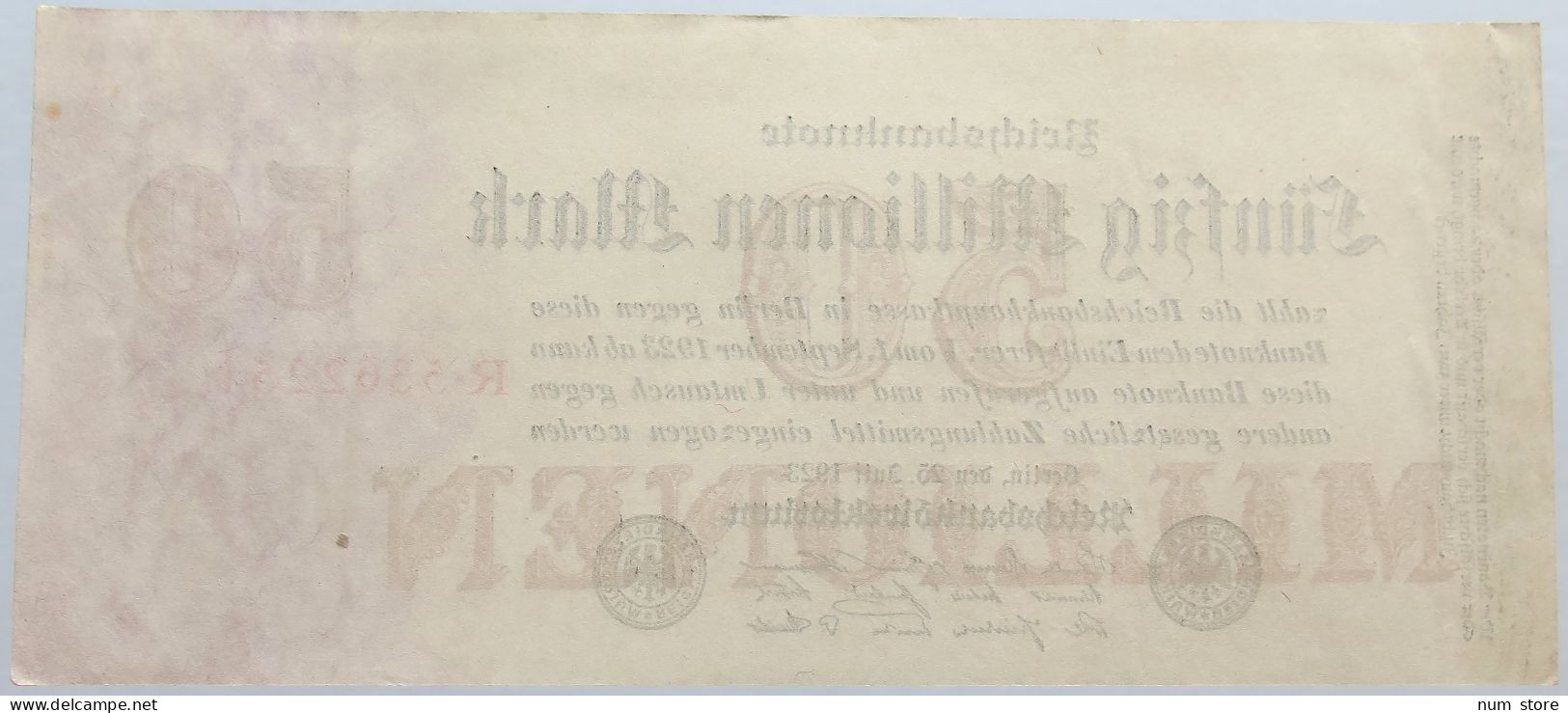 GERMANY 50 MILLIONEN MARK 1923 #alb004 0495 - 50 Miljoen Mark