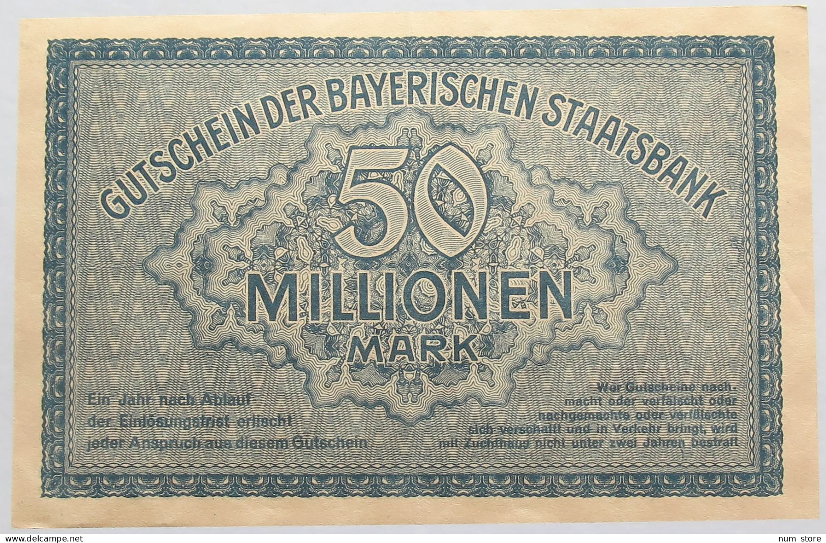 GERMANY 50 MILLIONEN MARK 1923 BAYERN #alb008 0115 - 50 Miljoen Mark