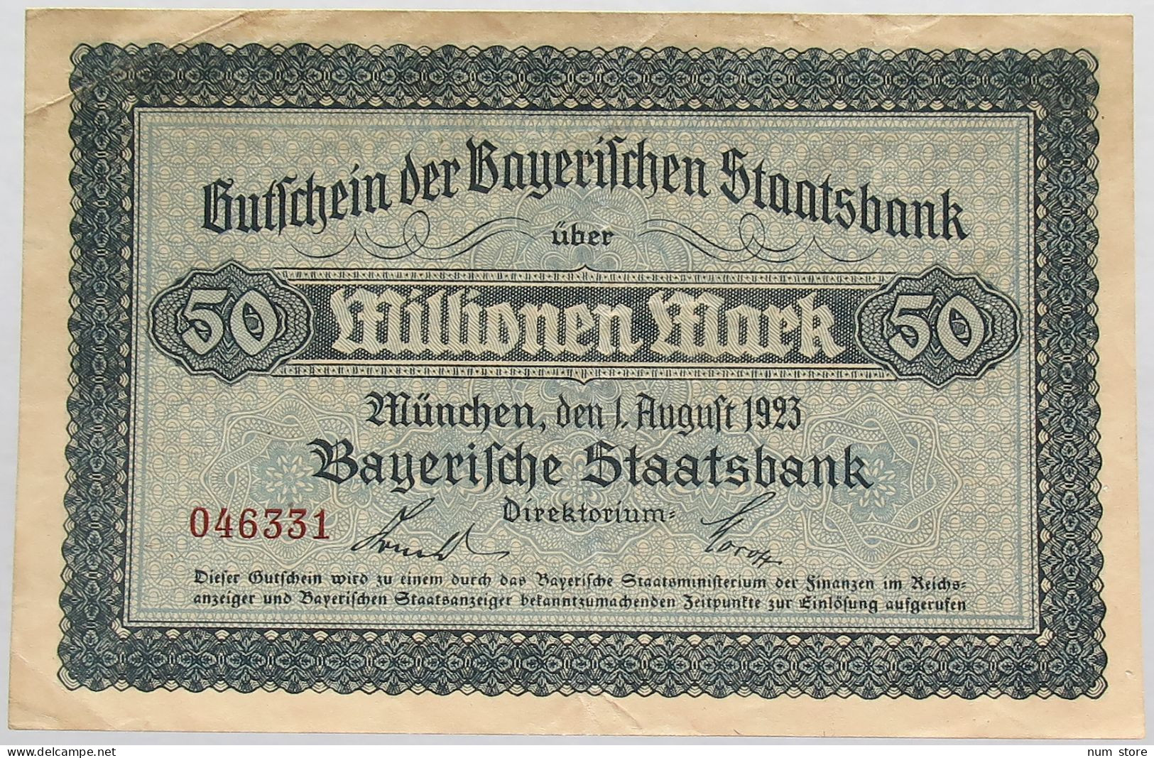 GERMANY 50 MILLIONEN MARK 1923 BAYERN #alb008 0117 - 50 Mio. Mark