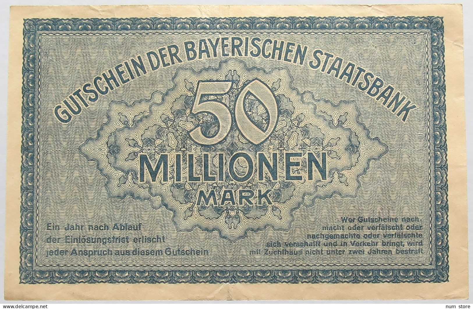 GERMANY 50 MILLIONEN MARK 1923 BAYERN #alb008 0117 - 50 Miljoen Mark