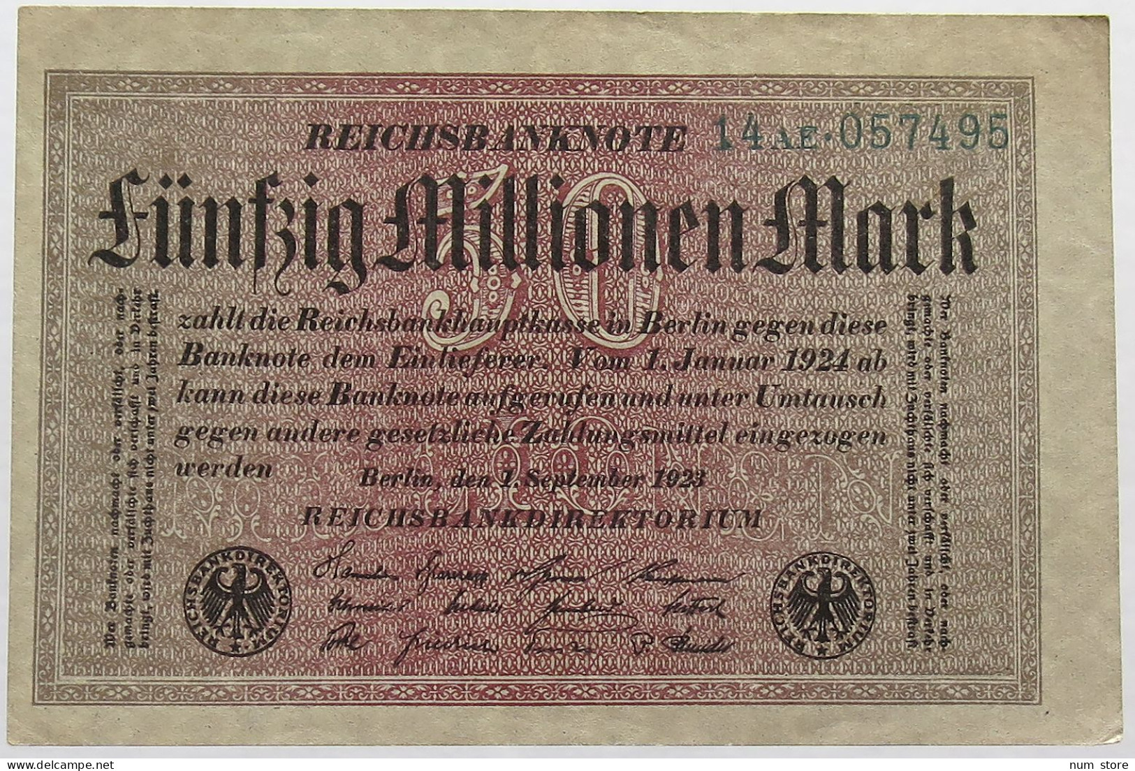 GERMANY 50 MILLIONEN 1923 #alb066 0239 - 50 Mio. Mark