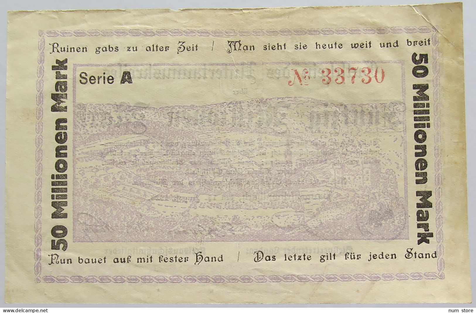 GERMANY 50 MILLIONEN 1923 LANGENSCHWALBACH #alb019 0021 - 50 Miljoen Mark