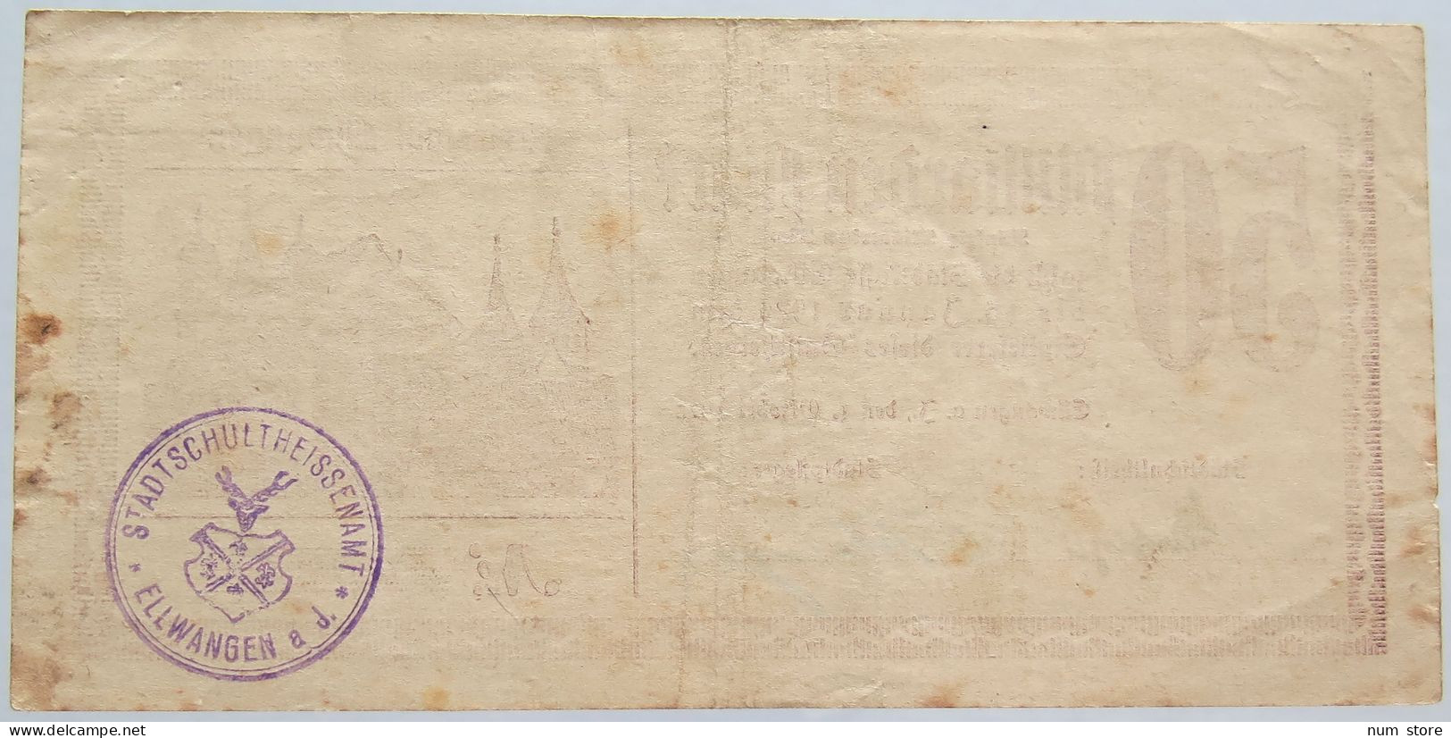 GERMANY 50 MILLIARDEN MARK 1923 ELLWANGEN #alb002 0281 - 50 Mrd. Mark