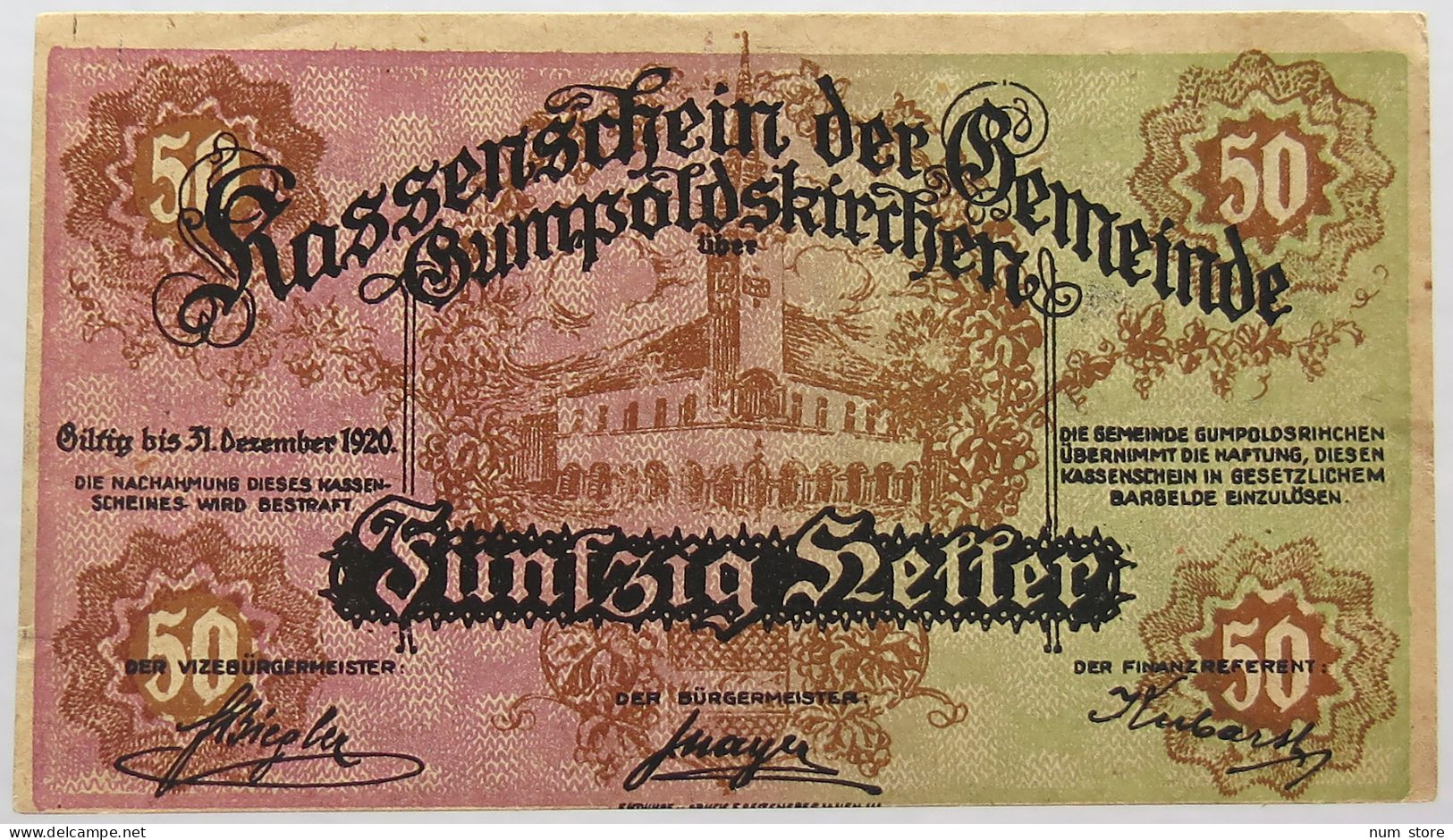 GERMANY 50 HELLER GUMPOLDSKIRCHEN 1920 #alb066 0213 - Unclassified