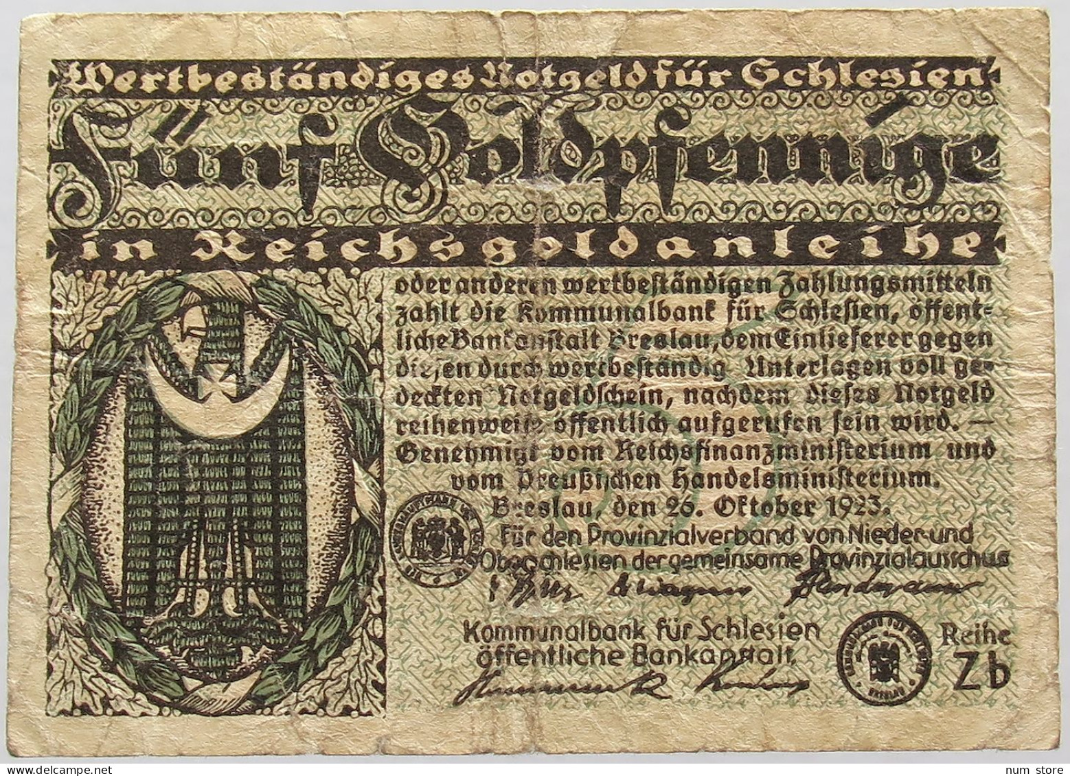 GERMANY 50 GOLDPFENNIGE 1923 SCHLESIEN #alb008 0251 - Deutsche Golddiskontbank