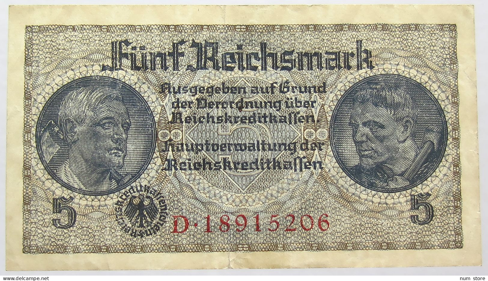 GERMANY 5 REICHSMARK #alb067 0341 - 5 Reichsmark