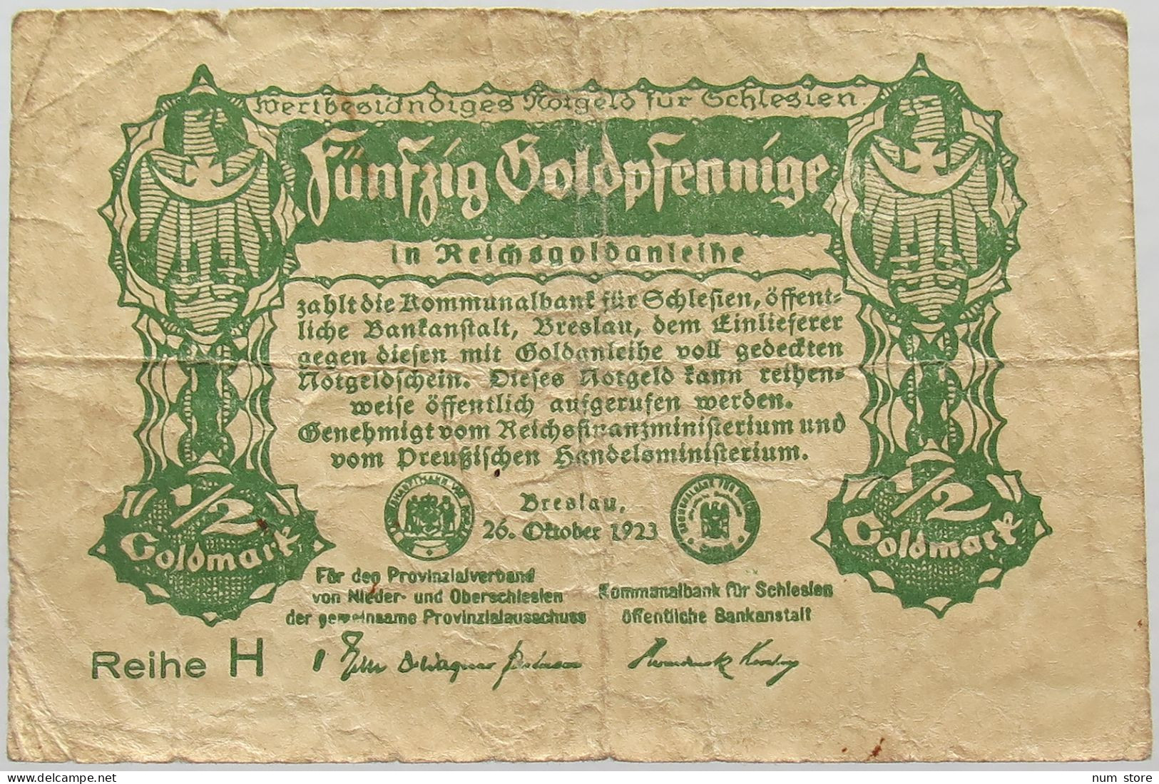 GERMANY 50 GOLDPFENNIGE 1923 SCHLESIEN #alb008 0243 - Deutsche Golddiskontbank
