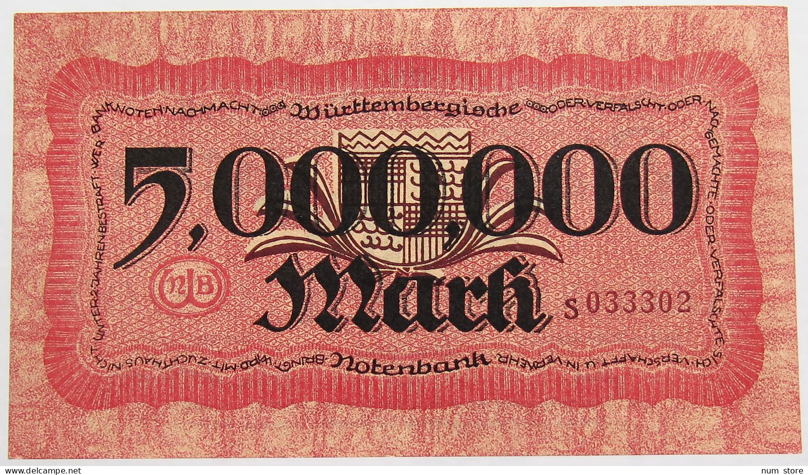 GERMANY 5 MILLIONEN MARK STUTTGART #alb010 0019 - 5 Mio. Mark