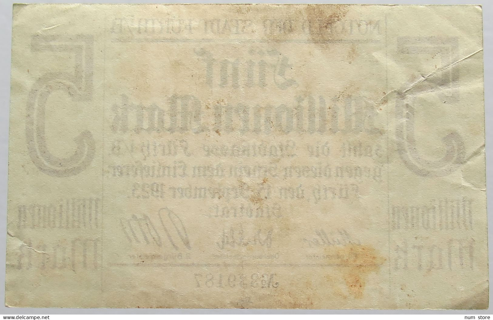 GERMANY 5 MILLIONEN MARK 1923 FURTH #alb003 0409 - 5 Miljoen Mark