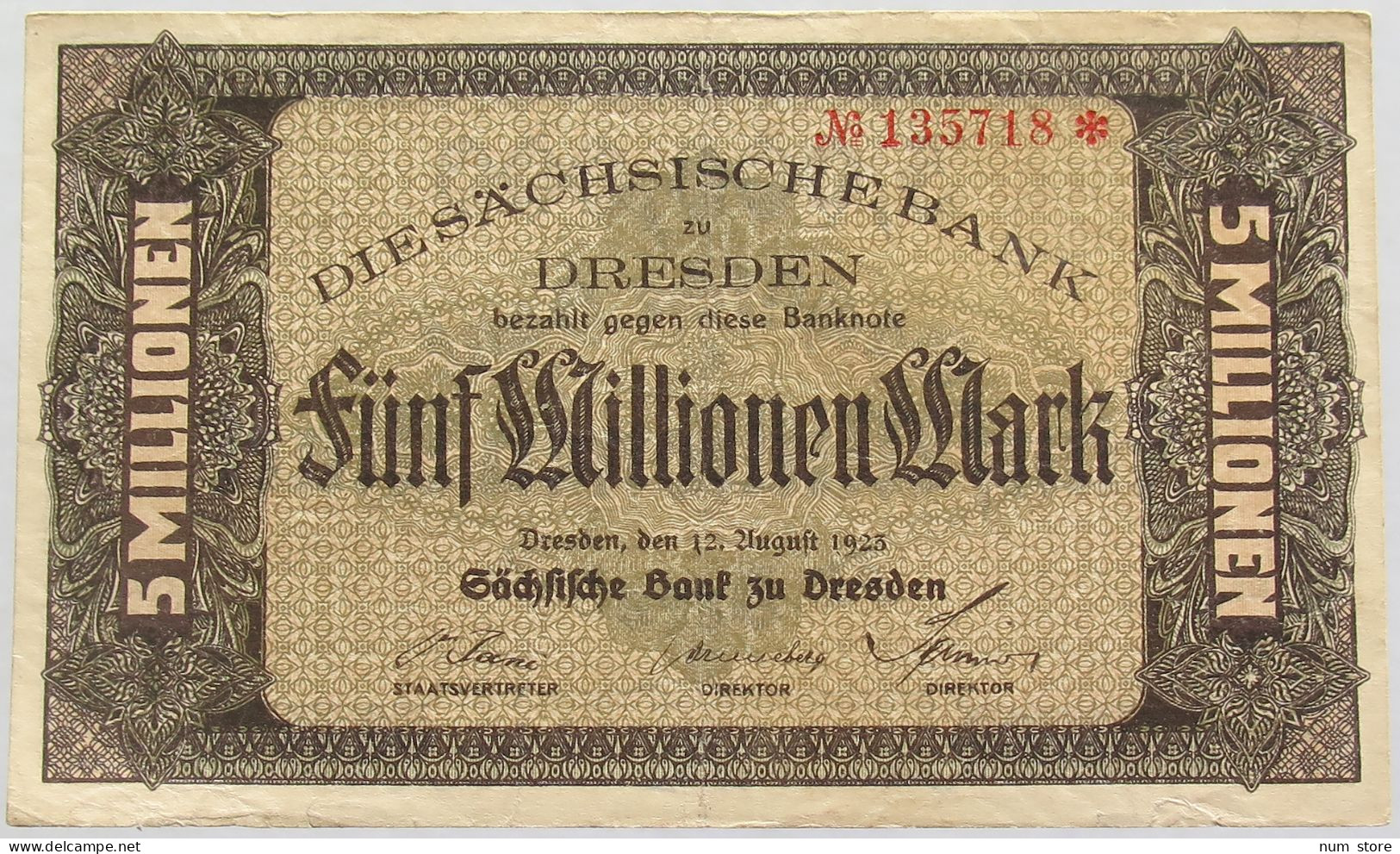 GERMANY 5 MILLIONEN MARK 1923 DRESDEN #alb010 0155 - 5 Millionen Mark