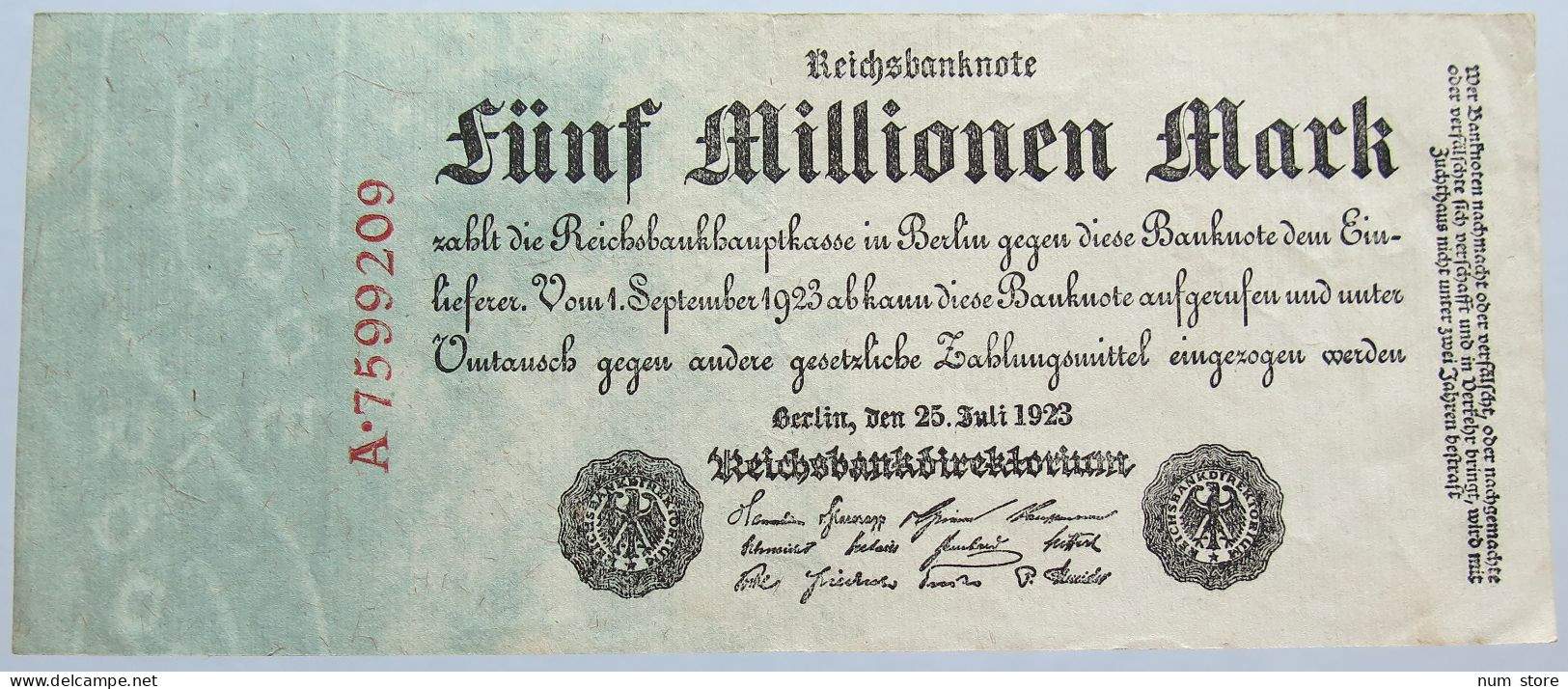 GERMANY 5 MILLIONEN 1923 #alb004 0307 - 5 Mio. Mark