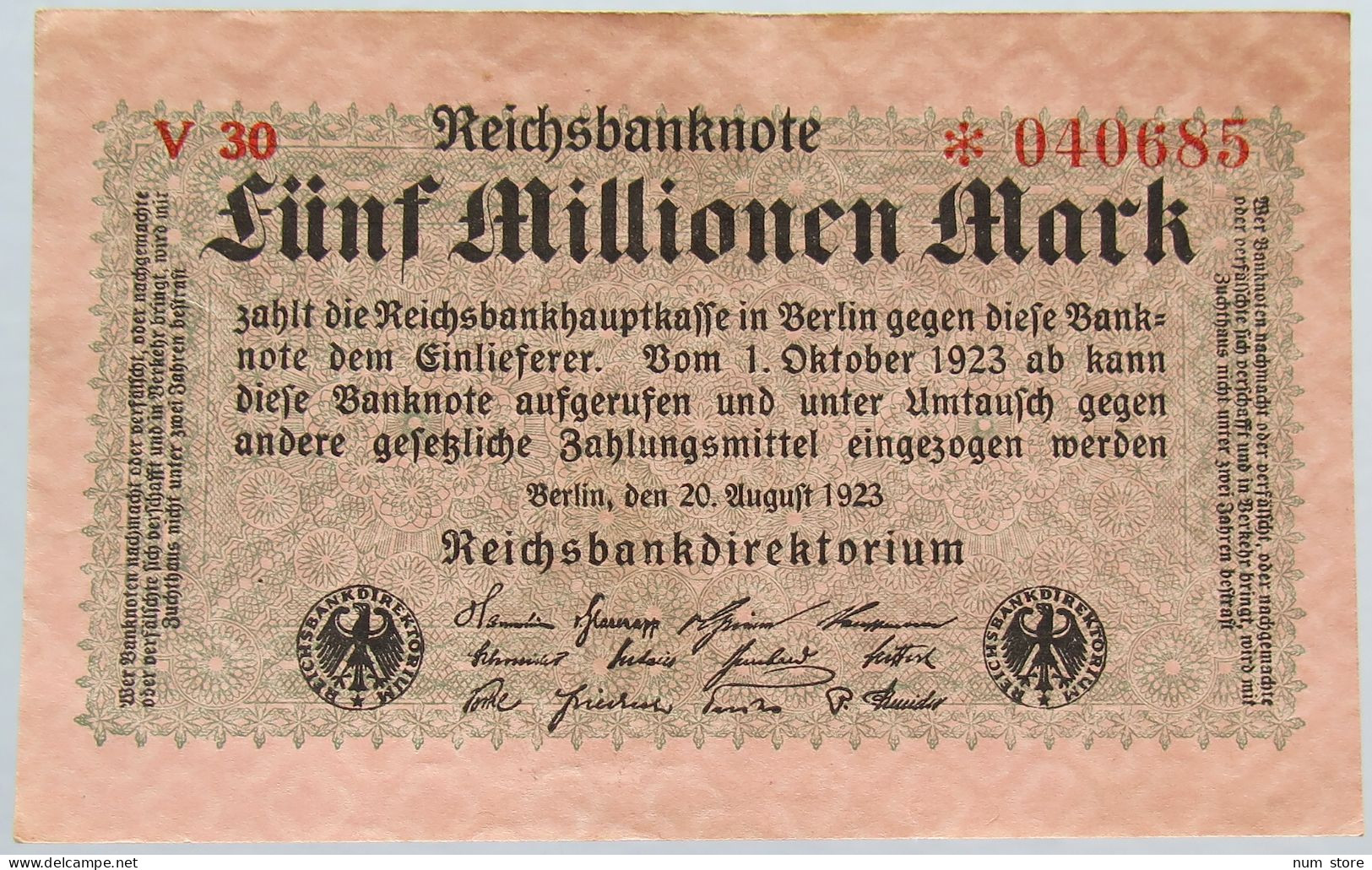 GERMANY 5 MILLIONEN MARK 1923 #alb003 0157 - 5 Millionen Mark