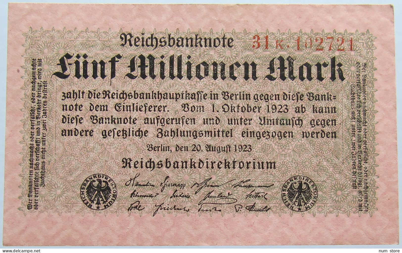 GERMANY 5 MILLIONEN 1923 #alb004 0301 - 5 Mio. Mark