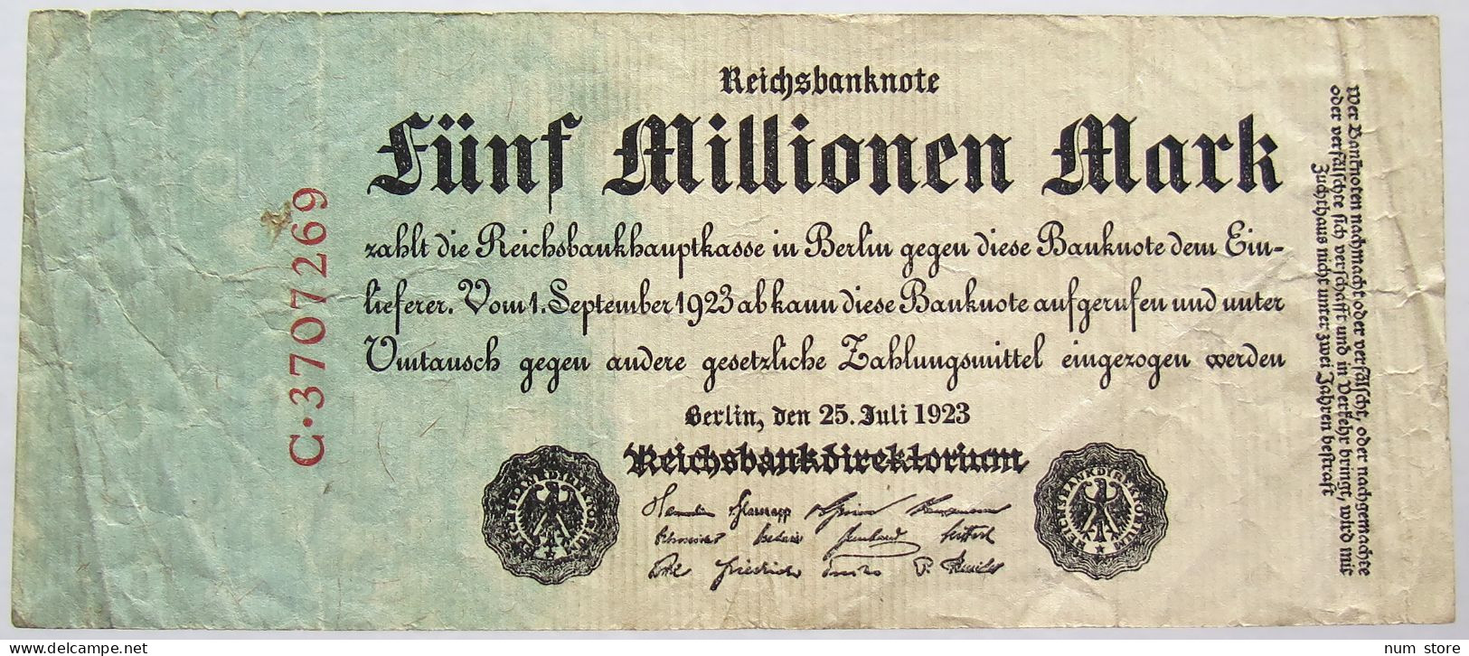 GERMANY 5 MILLION MARK 1923 #alb067 0333 - 5 Miljoen Mark