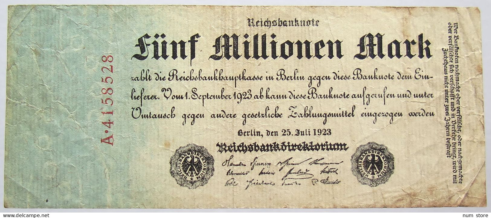 GERMANY 5 MILLION MARK 1923 #alb067 0331 - 5 Miljoen Mark