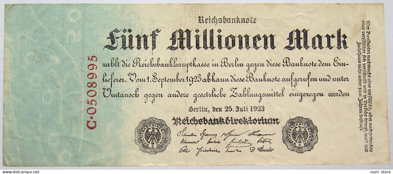 GERMANY 5 MILLION MARK 1923 #alb067 0329 - 5 Miljoen Mark