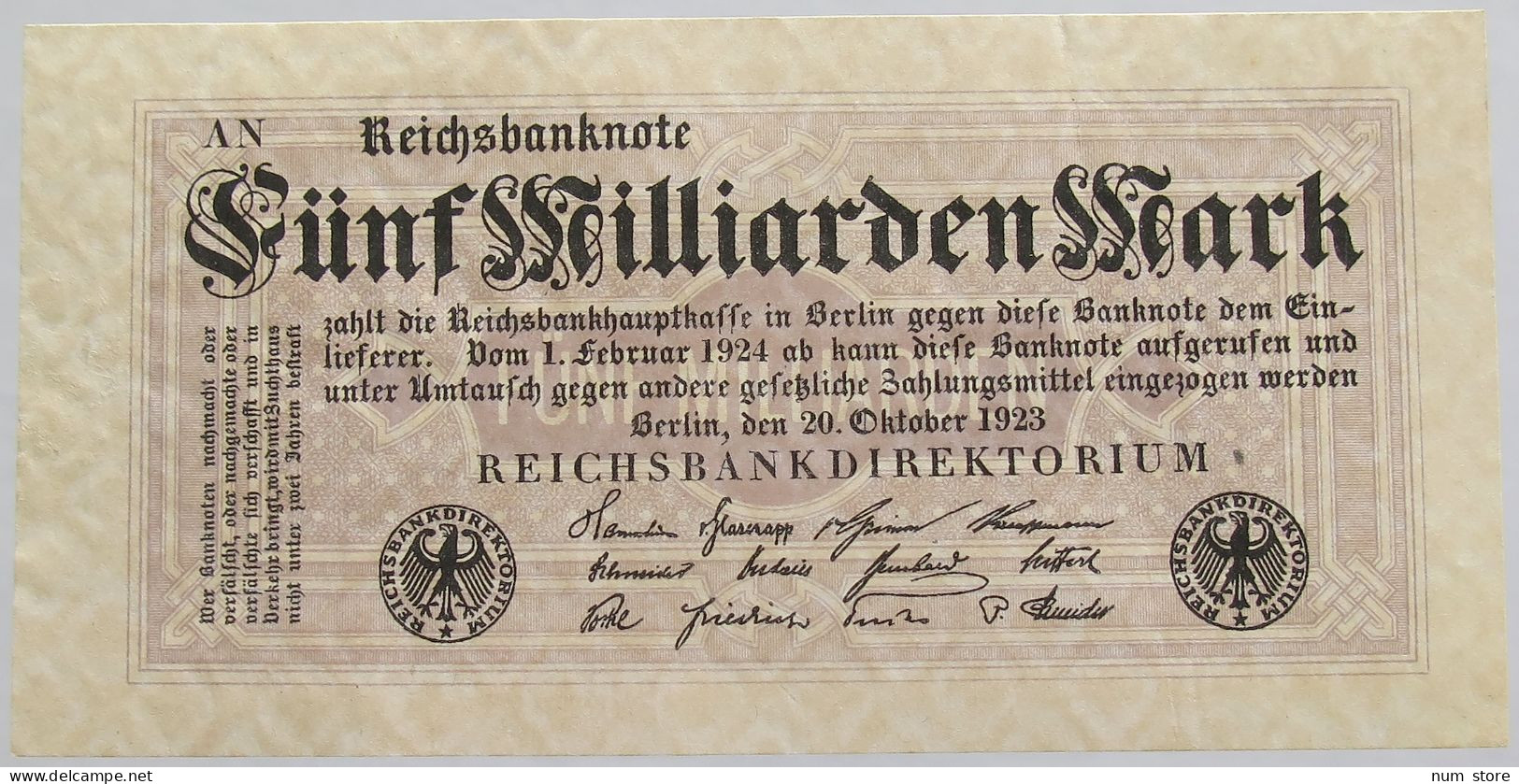 GERMANY 5 MILLIARDEN MARK 1923 #alb012 0121 - 5 Mrd. Mark