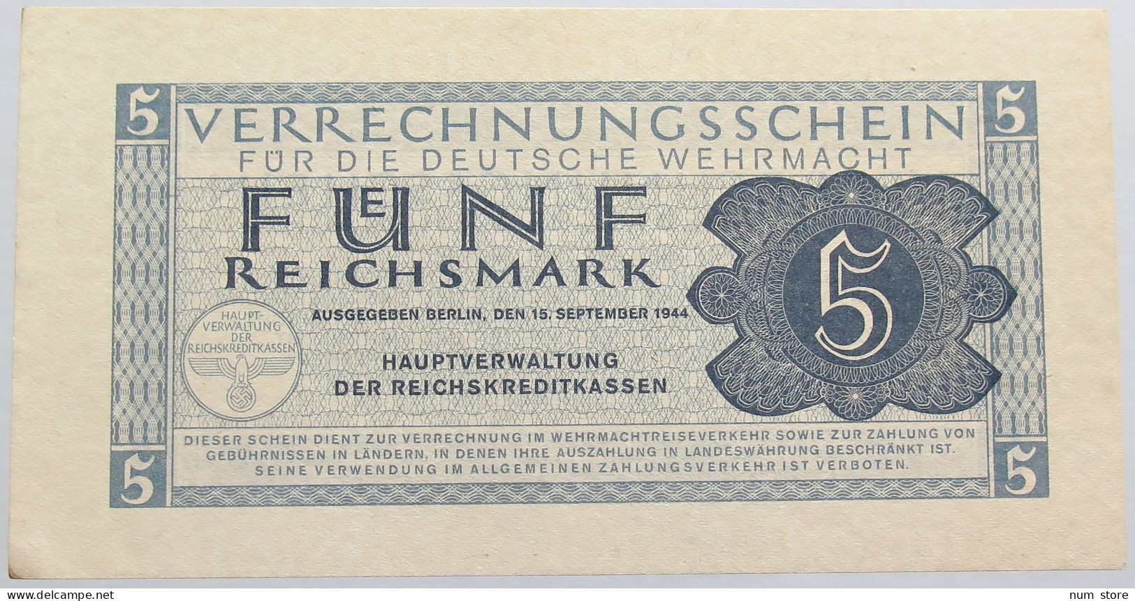GERMANY 5 MARK 1944 #alb014 0287 - 5 Reichsmark