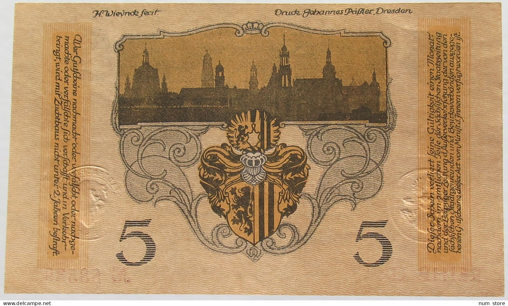 GERMANY 5 MARK 1918 DRESDEN #alb010 0159 - 5 Mark