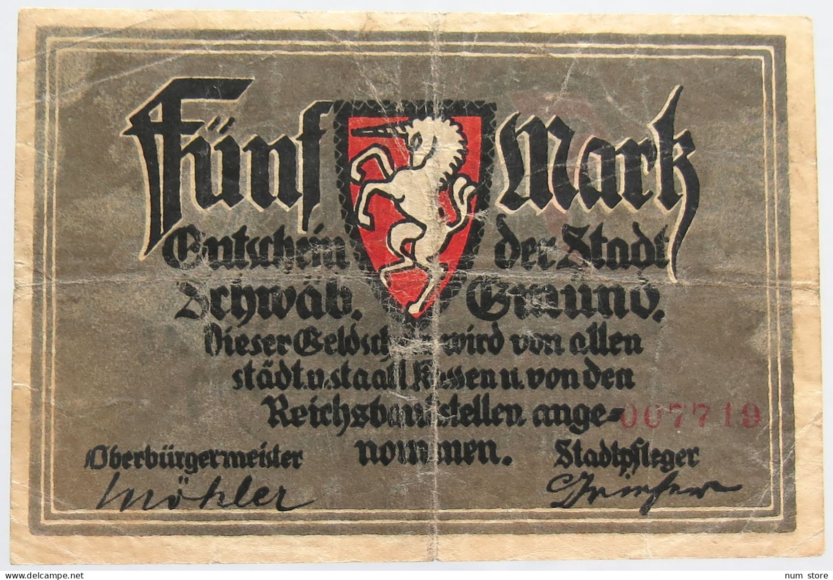 GERMANY 5 MARK 1919 GMUND #alb002 0307 - 2 Mark