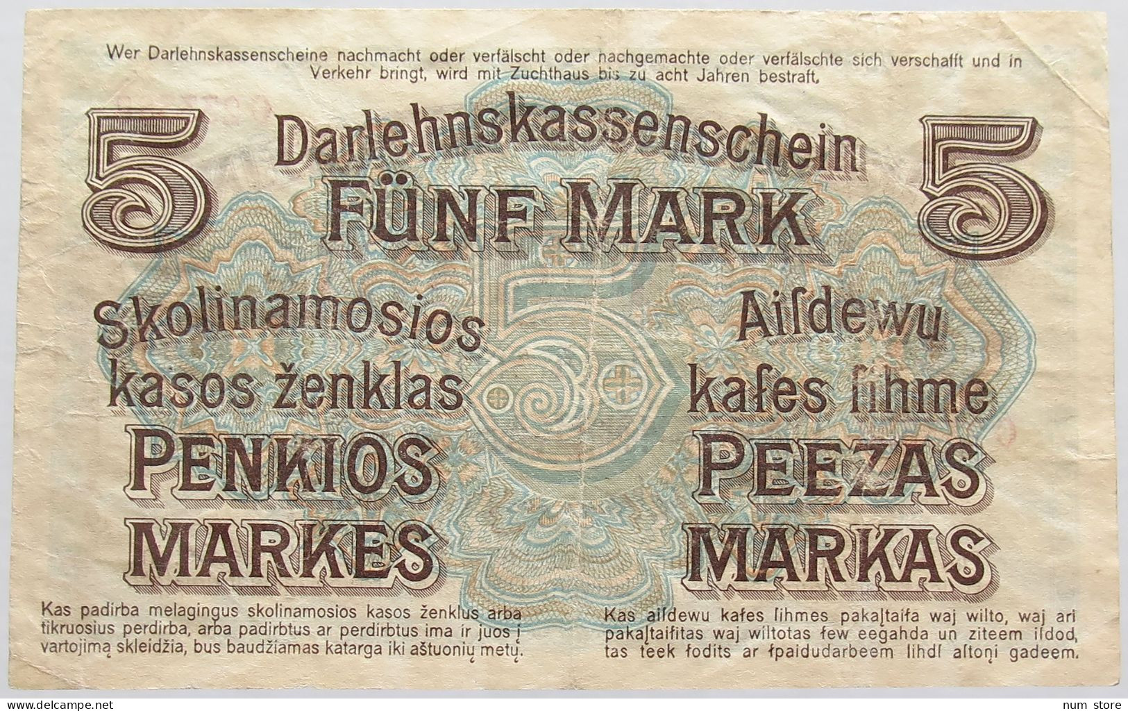 GERMANY 5 MARK 1918 DARLEHNSKASSE #alb002 0147 - 5 Mark