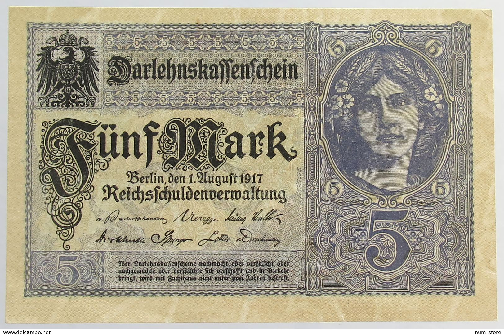 GERMANY 5 MARK 1917 #alb066 0515 - 5 Mark