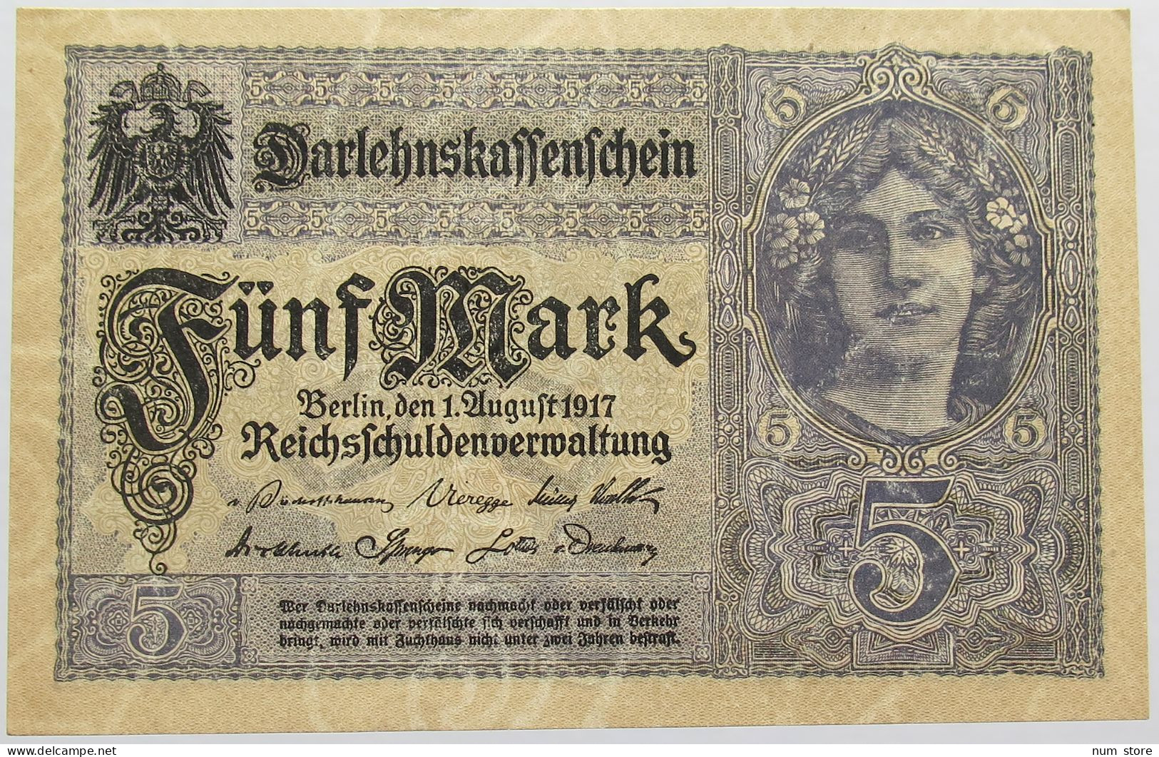 GERMANY 5 MARK 1917 #alb013 0099 - 5 Mark