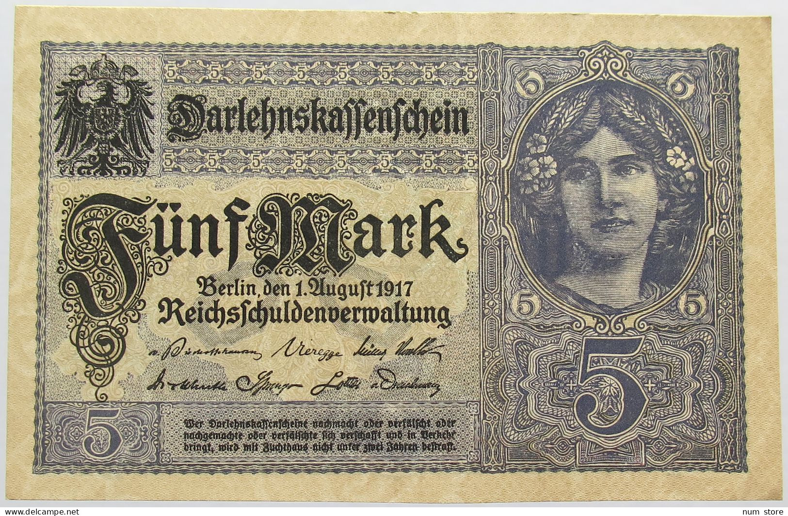 GERMANY 5 MARK 1917 #alb013 0097 - 5 Mark