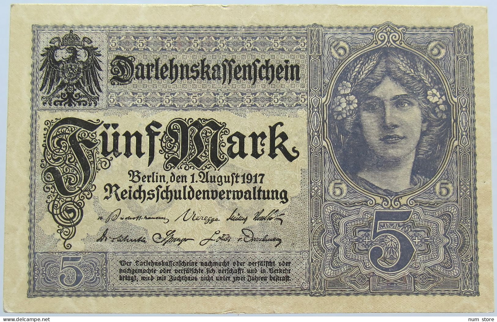 GERMANY 5 MARK 1917 #alb004 0345 - 5 Mark