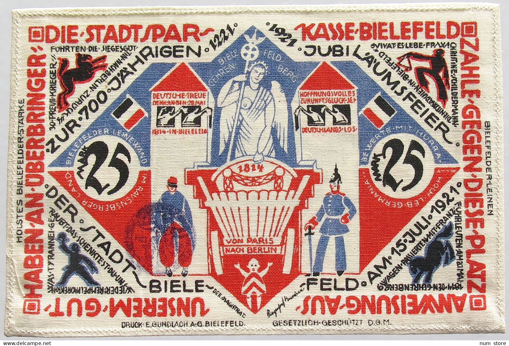 GERMANY 25 MARK 1921 BIELEFELD #alb010 0051 - 20 Mark
