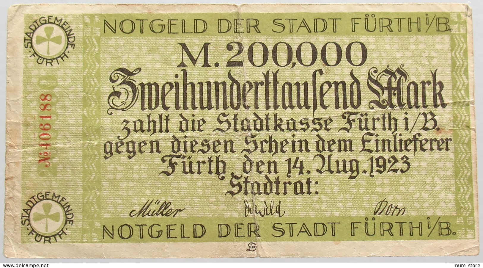GERMANY 200000 MARK 1923 FURTH #alb003 0405 - 20000 Mark