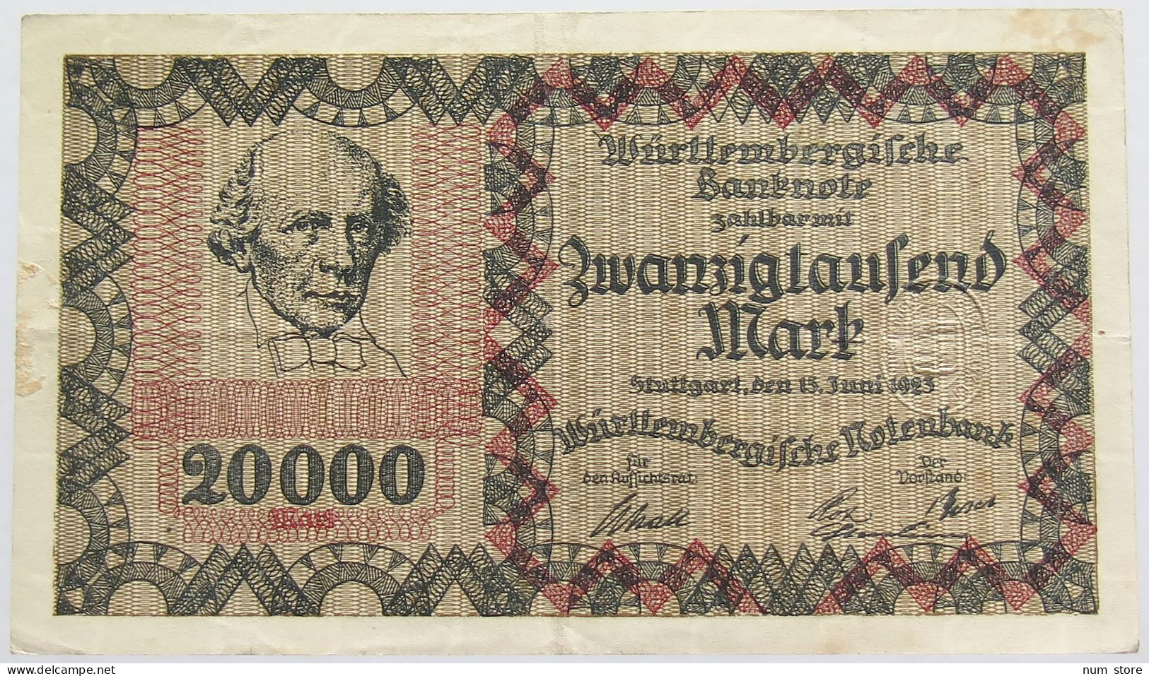 GERMANY 20000 MARK 1923 WURTTEMBERG #alb010 0029 - 20.000 Mark