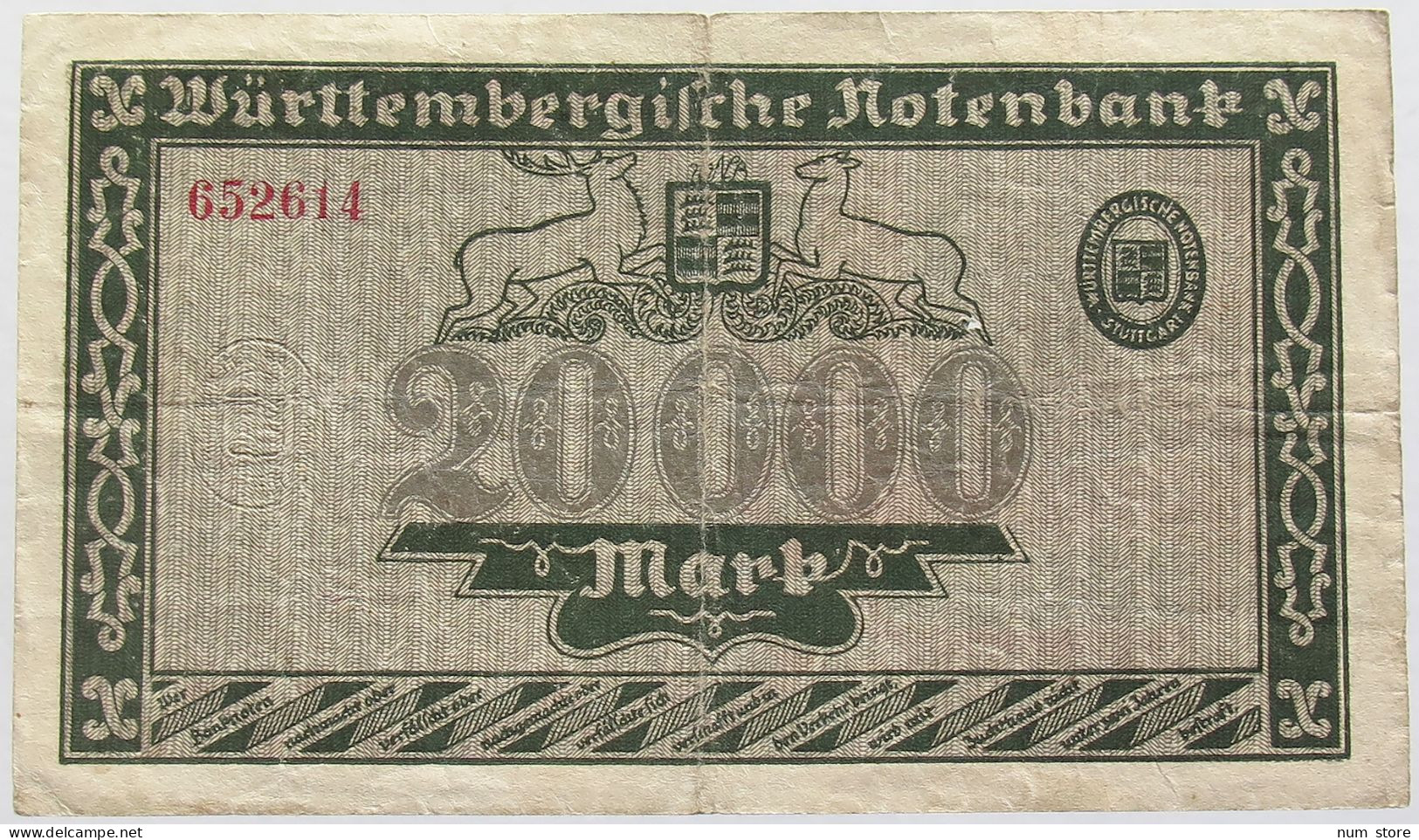 GERMANY 20000 MARK 1923 WURTTEMEBRG #alb010 0219 - 20.000 Mark