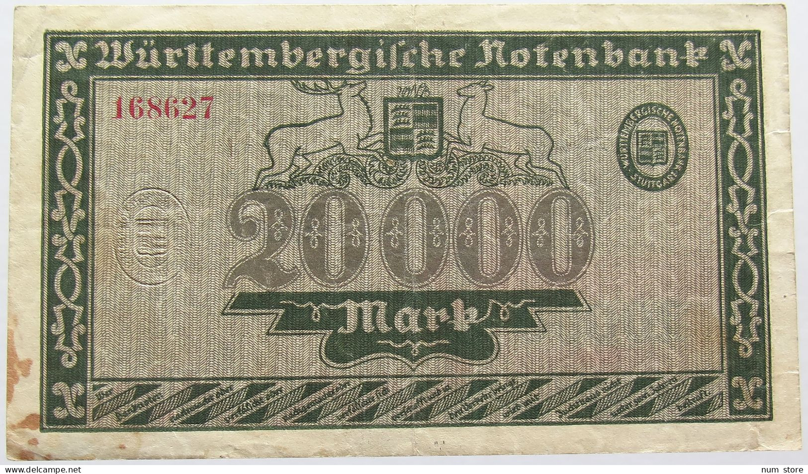 GERMANY 20000 MARK 1923 STUTTGART #alb011 0135 - 20000 Mark