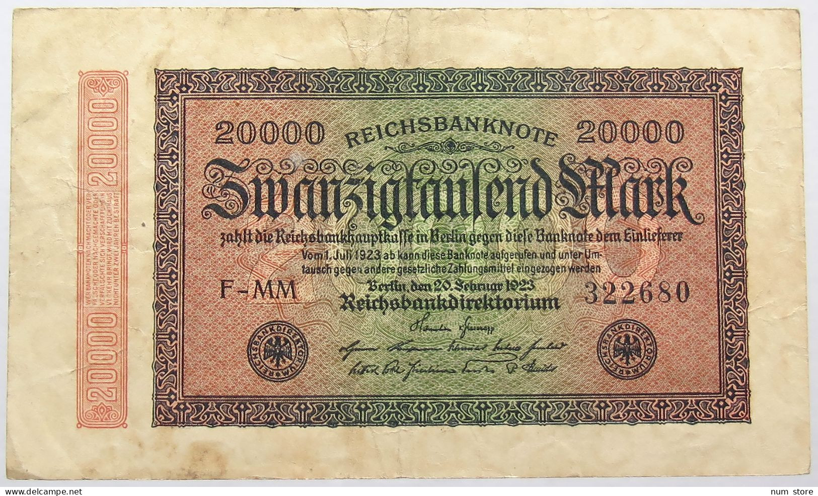 GERMANY 20000 MARK 1923 #alb066 0181 - 20.000 Mark