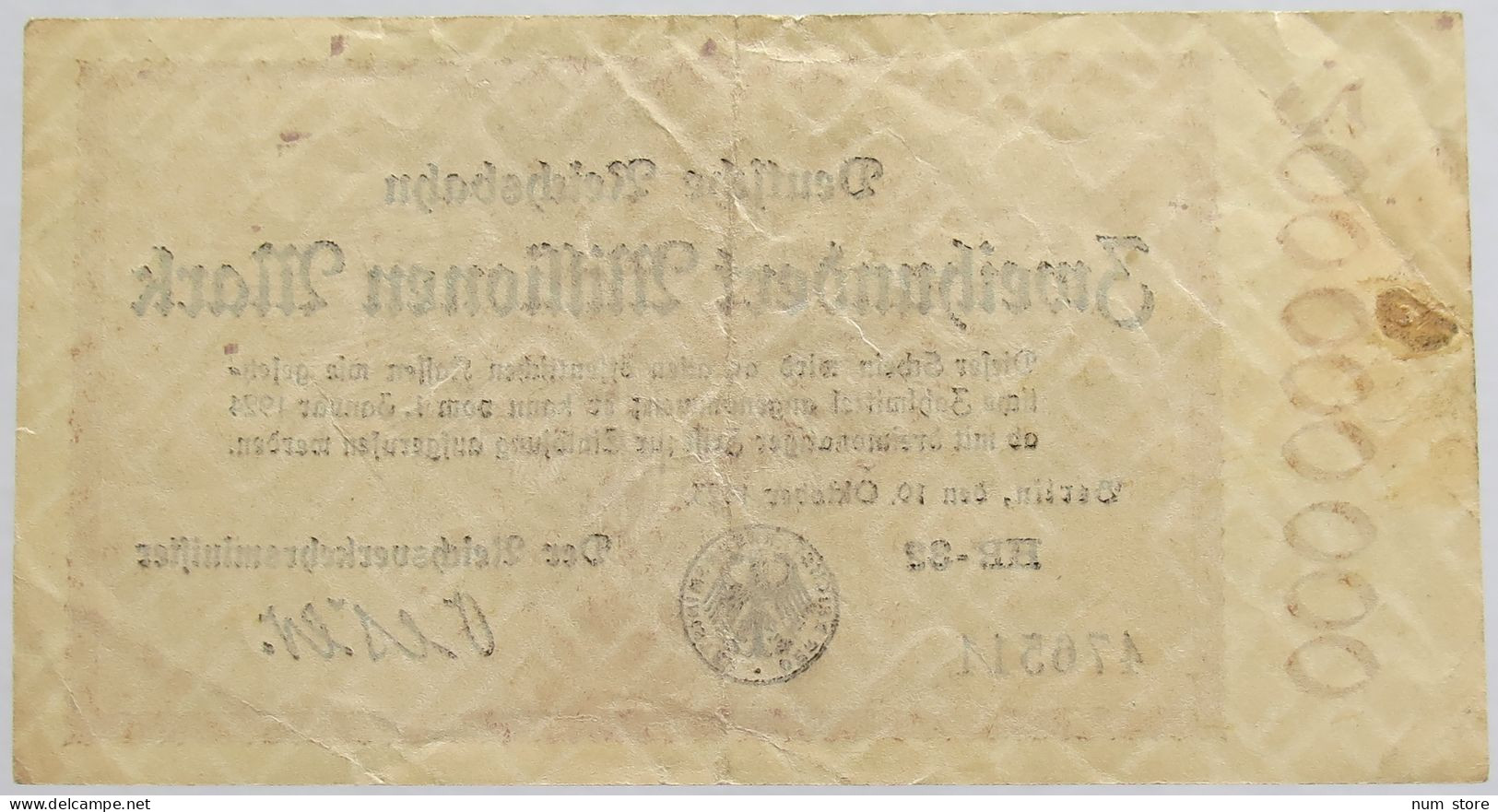 GERMANY 200 MILLIONEN MARK 1923 REICHSBAHN #alb012 0077 - 100 Mio. Mark