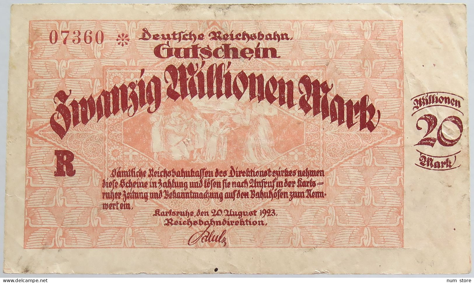 GERMANY 20 MILLIONEN MARK 1923 REICHSBAHN #alb012 0015 - 20 Mio. Mark