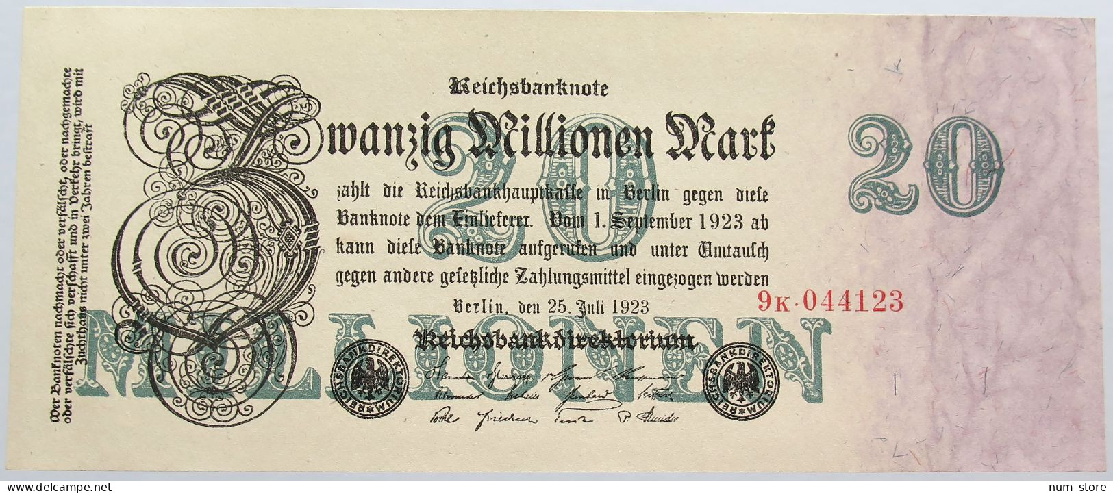 GERMANY 20 MILLIONEN MARK 1923 #alb004 0487 - 20 Millionen Mark