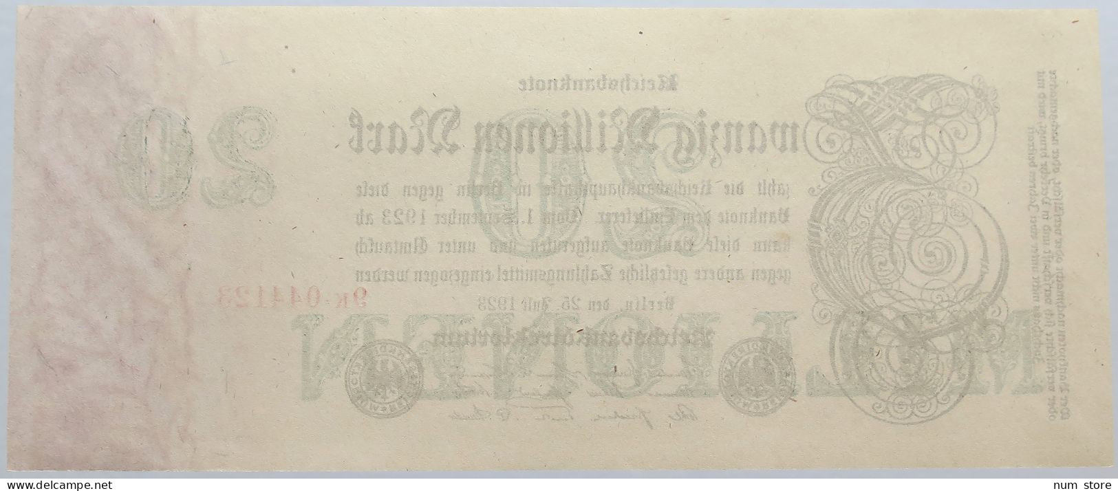 GERMANY 20 MILLIONEN MARK 1923 #alb004 0487 - 20 Miljoen Mark