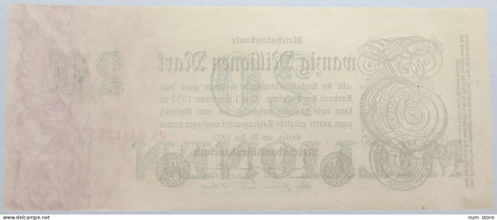 GERMANY 20 MILLIONEN MARK 1923 #alb004 0489 - 20 Mio. Mark