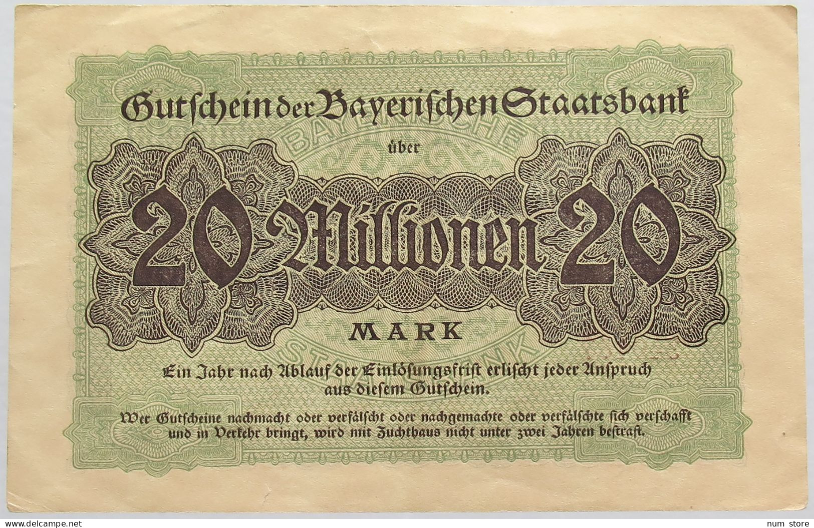 GERMANY 20 MILLIONEN MARK 1923 BAYERN #alb008 0095 - 20 Miljoen Mark