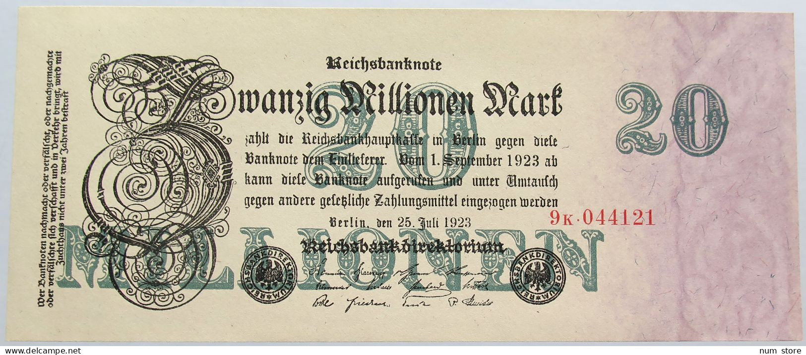 GERMANY 20 MILLIONEN MARK 1923 #alb004 0483 - 20 Miljoen Mark