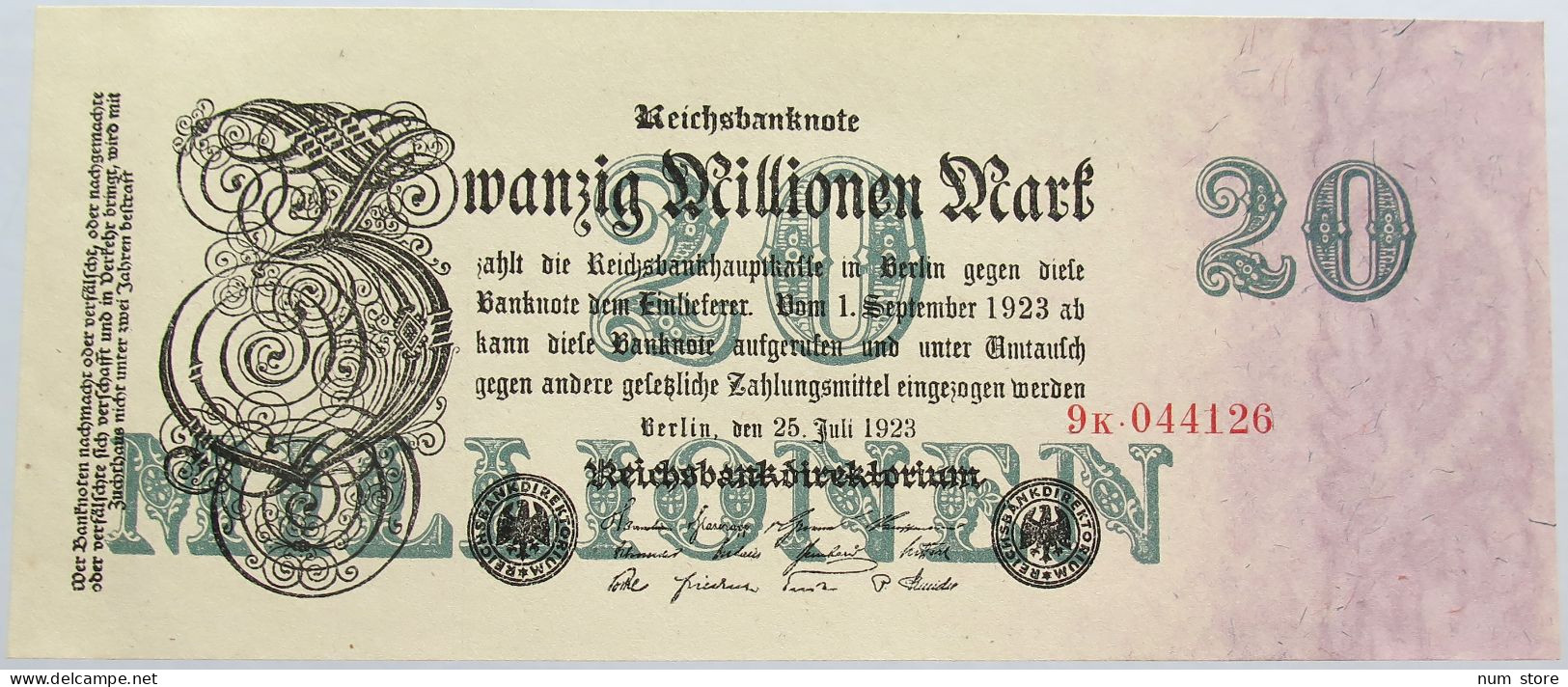 GERMANY 20 MILLIONEN MARK 1923 #alb004 0493 - 20 Miljoen Mark