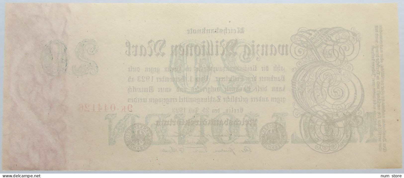 GERMANY 20 MILLIONEN MARK 1923 #alb004 0493 - 20 Miljoen Mark